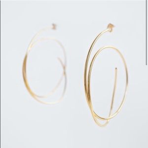 Zara Asymmetrical Gold Hoop Earrings